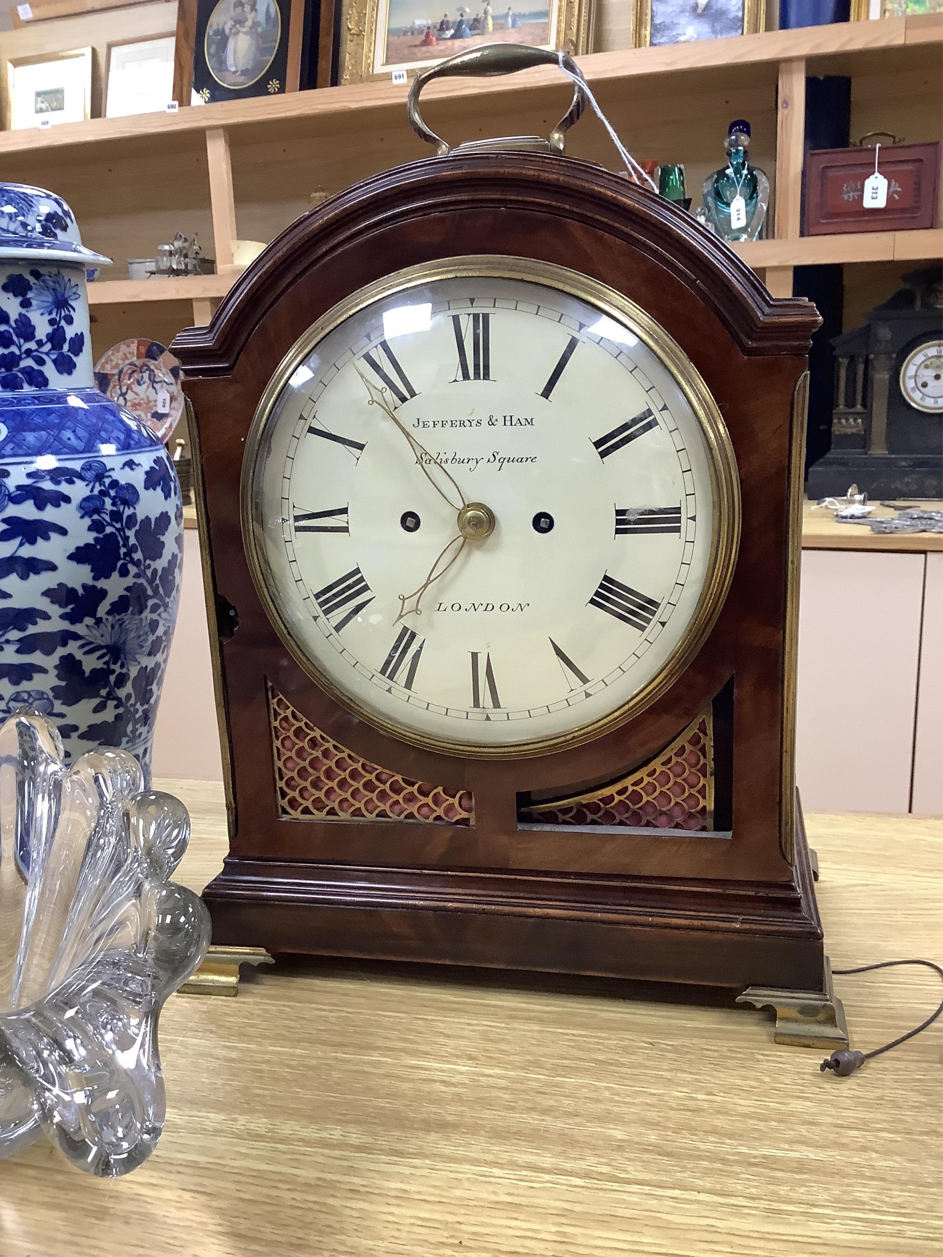 Jefferys & Ham, Salisbury Square, London. A George III eight day repeating bracket clock